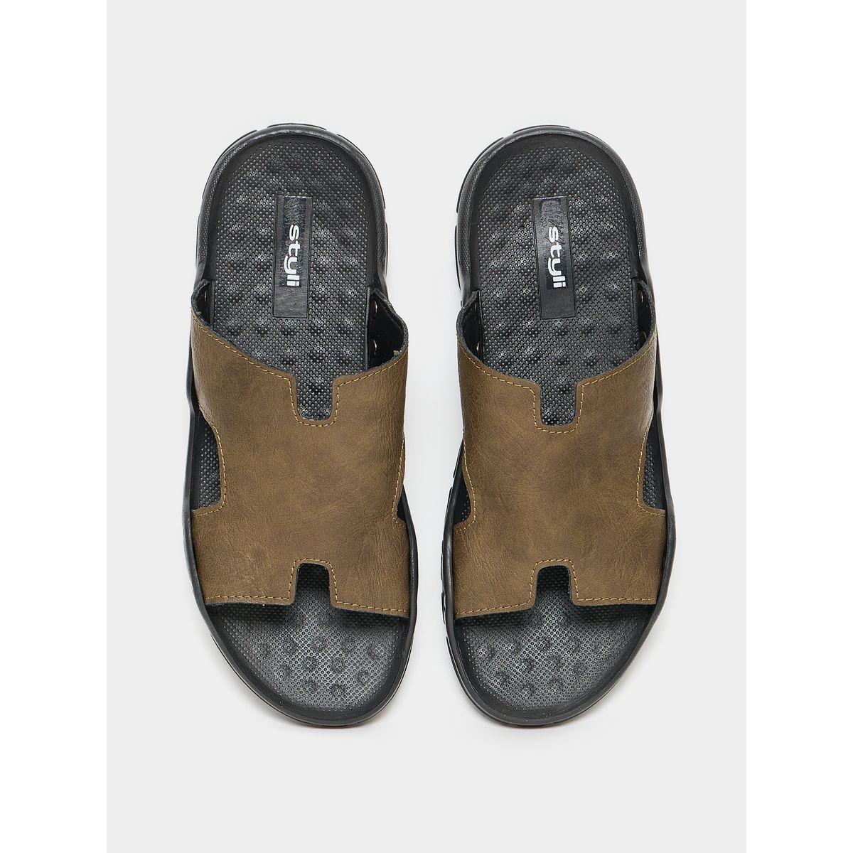 Styli Open Toe Casual PU Sandals-men-shoes-sandals-image-4