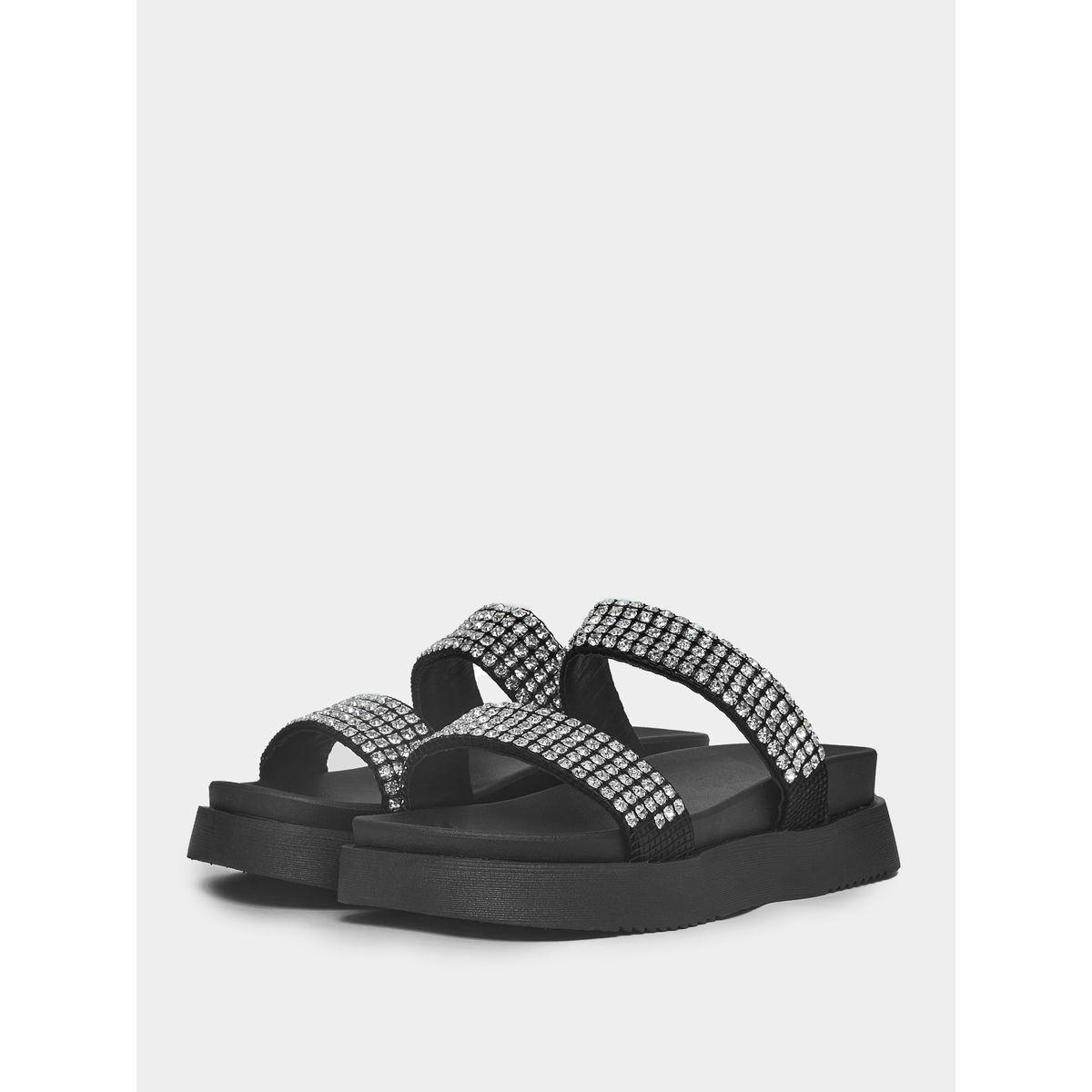 Styli Embellished Double Strap Platform Sandals-women-shoes-sandals-flats-image-2