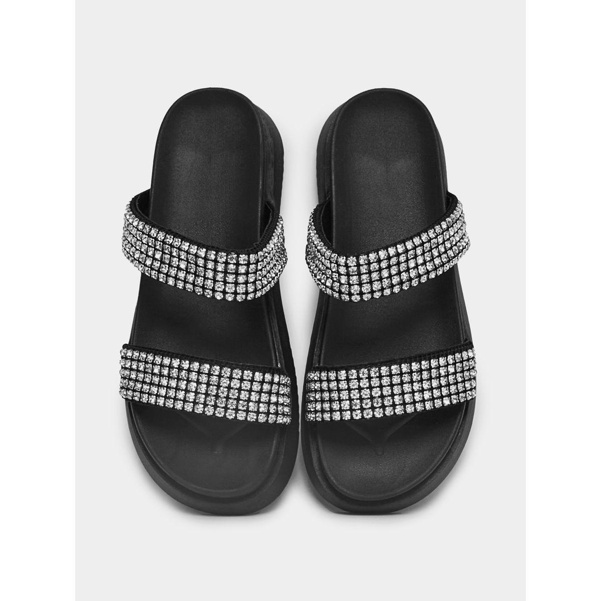 صندل بلاتفورم بسيور منمقة بالاحجار-women-shoes-sandals-flats-image-5
