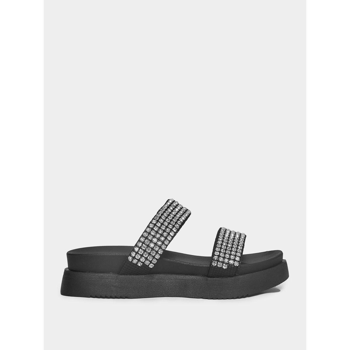 Styli Embellished Double Strap Platform Sandals-women-shoes-sandals-flats-image-6
