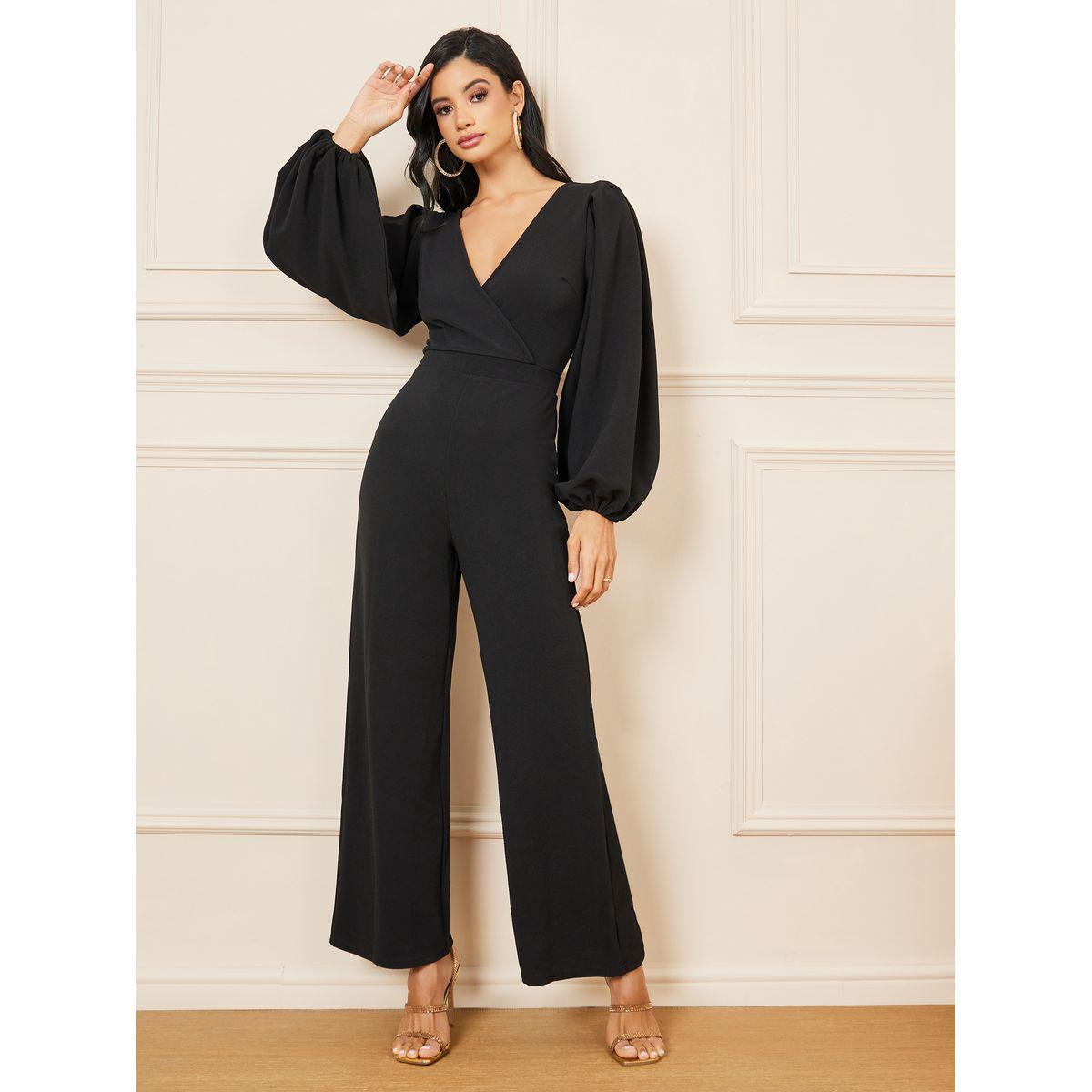 Styli Textured Knit Balloon Sleeves Straight Leg Jumpsuit-women-clothing-jumpsuits-image-1