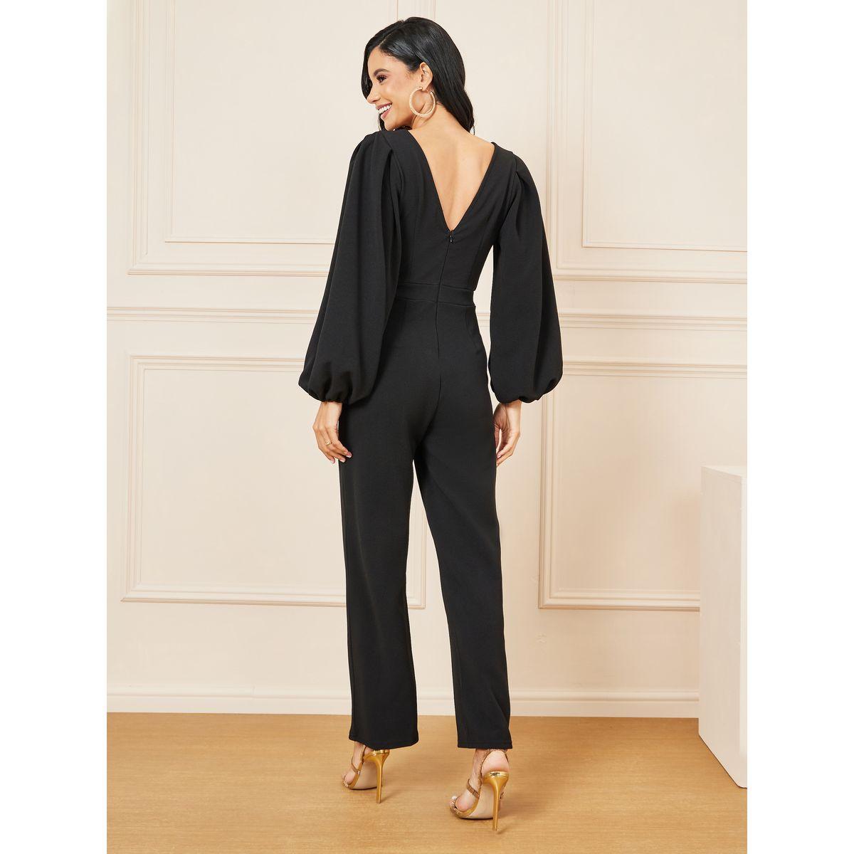 Styli Textured Knit Balloon Sleeves Straight Leg Jumpsuit-women-clothing-jumpsuits-image-4