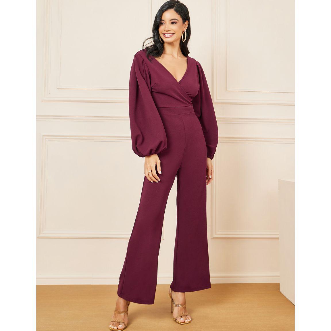 Styli Textured Knit Balloon Sleeves Straight Leg Jumpsuit-women-clothing-jumpsuits-image-2