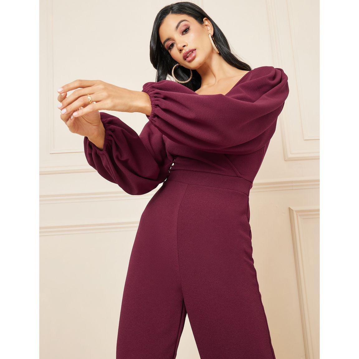 Styli Textured Knit Balloon Sleeves Straight Leg Jumpsuit-women-clothing-jumpsuits-image-3