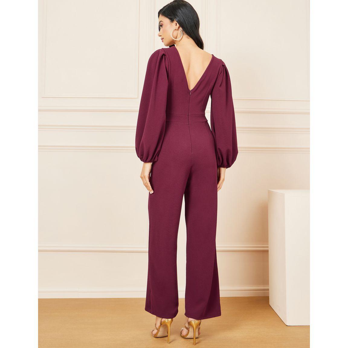 Styli Textured Knit Balloon Sleeves Straight Leg Jumpsuit-women-clothing-jumpsuits-image-5