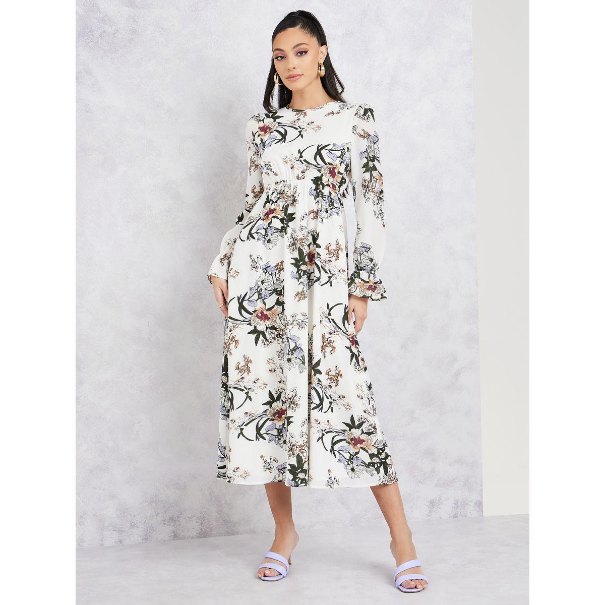 Styli Floral Print A-Line Midi Dress-women-clothing-dresses-image-1