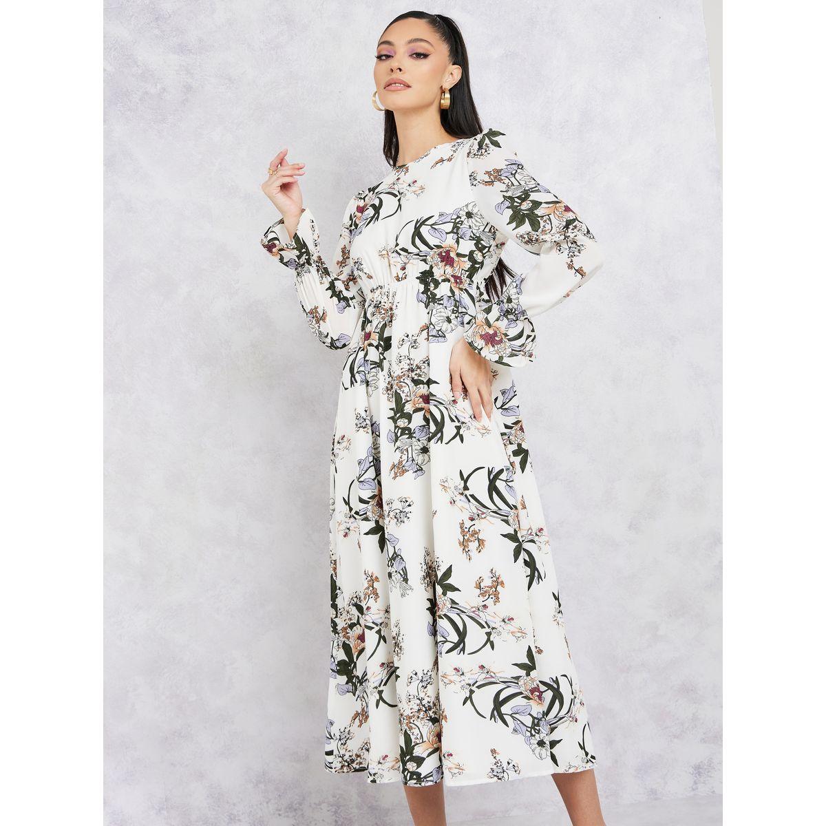 Styli Floral Print A-Line Midi Dress-women-clothing-dresses-image-2