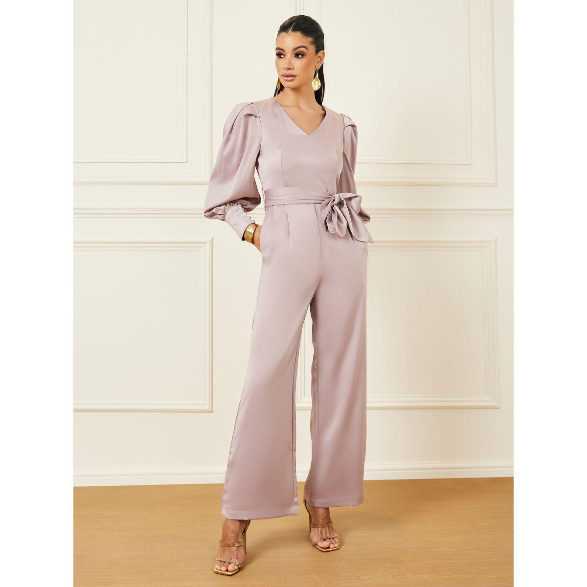 Styli Satin Wide Leg Jumpsuit with Self Tie-women-clothing-jumpsuits-image-1