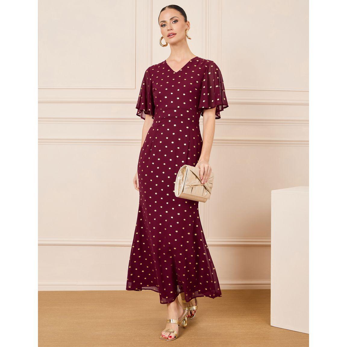 فستان طويل بأكمام قصيرة بكشكش-women-clothing-dresses-image-1