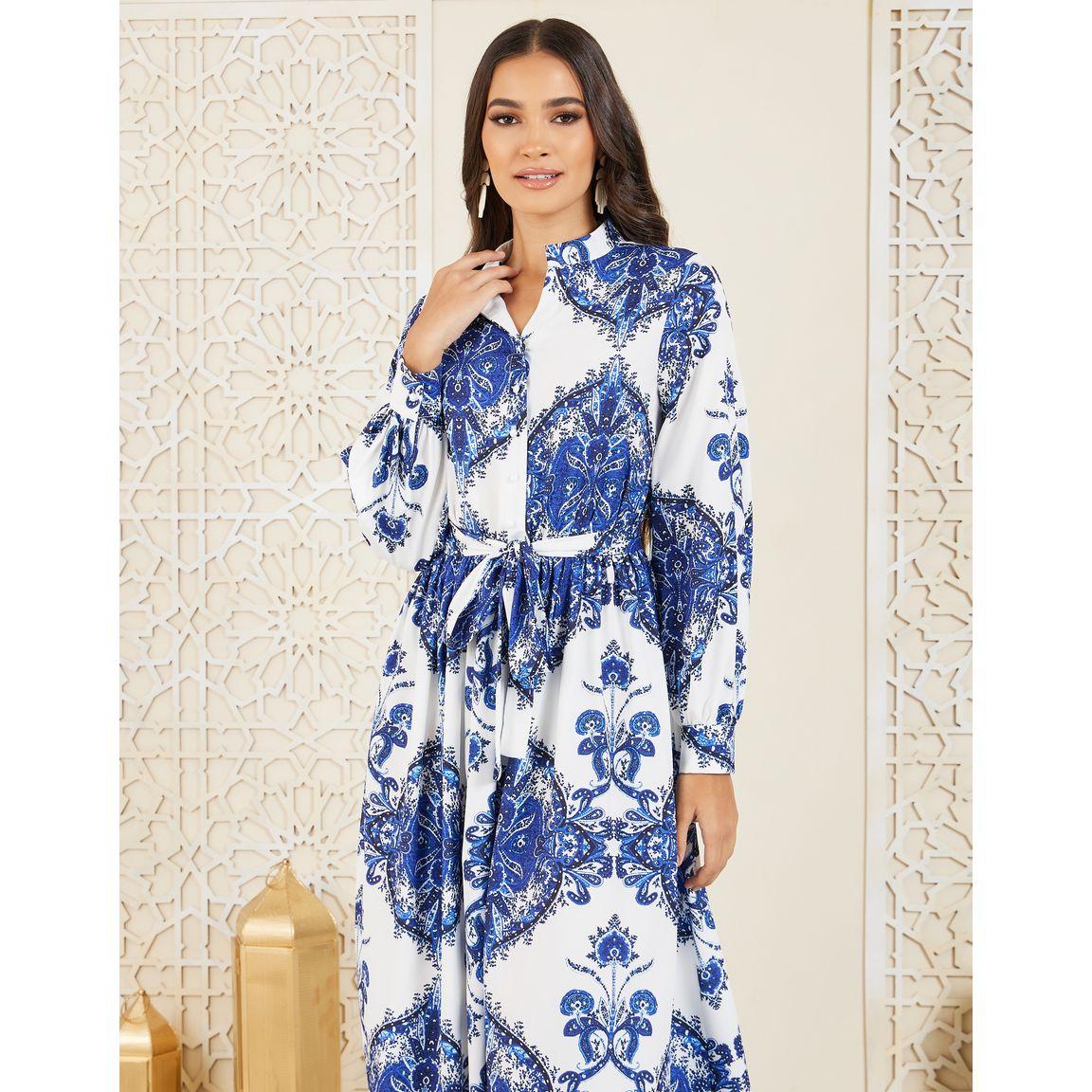 Styli Bohemian Print Front Button A-Line Maxi Dress-women-clothing-dresses-image-2