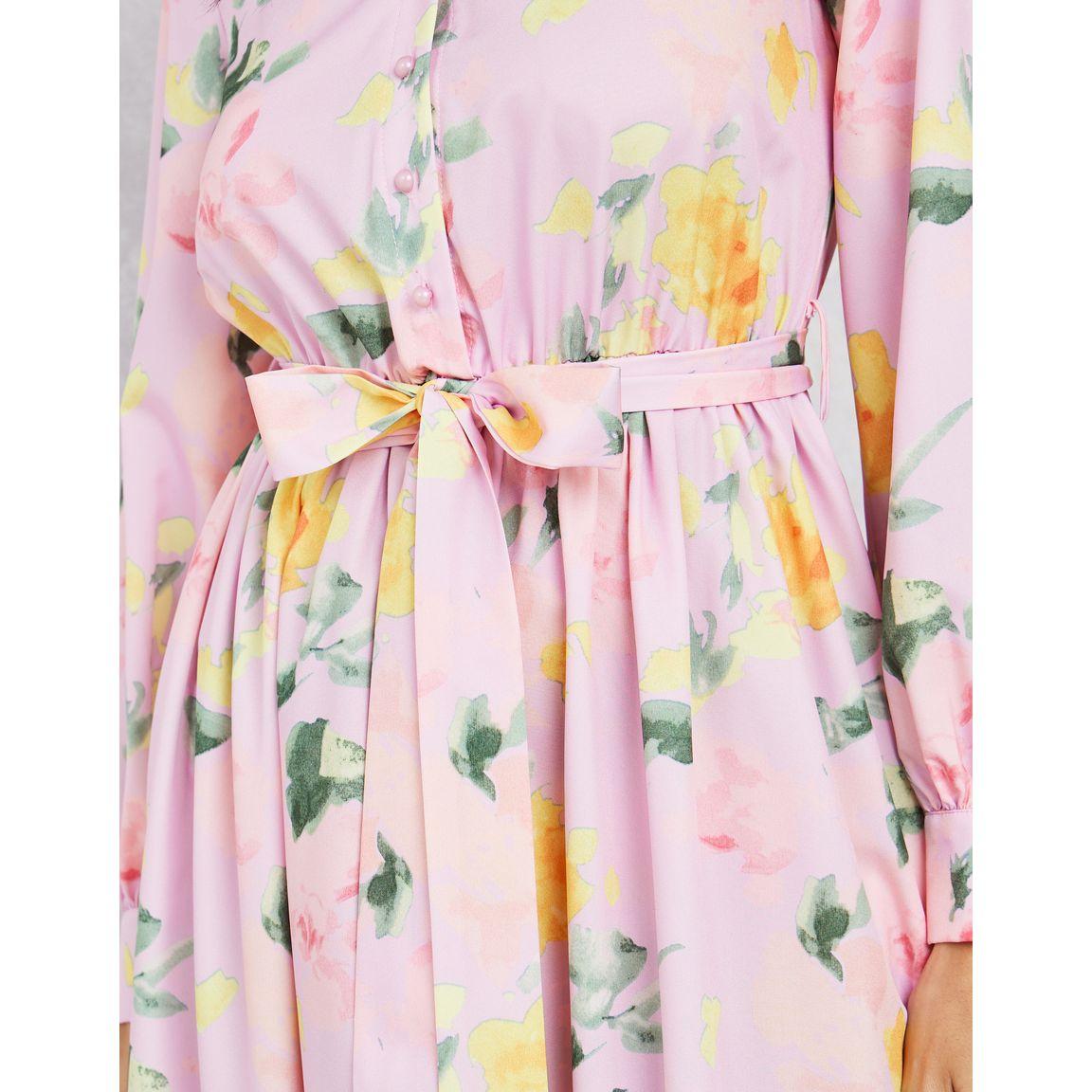 فستان طويل بياقة ماندارين وأربطة-women-clothing-dresses-image-3