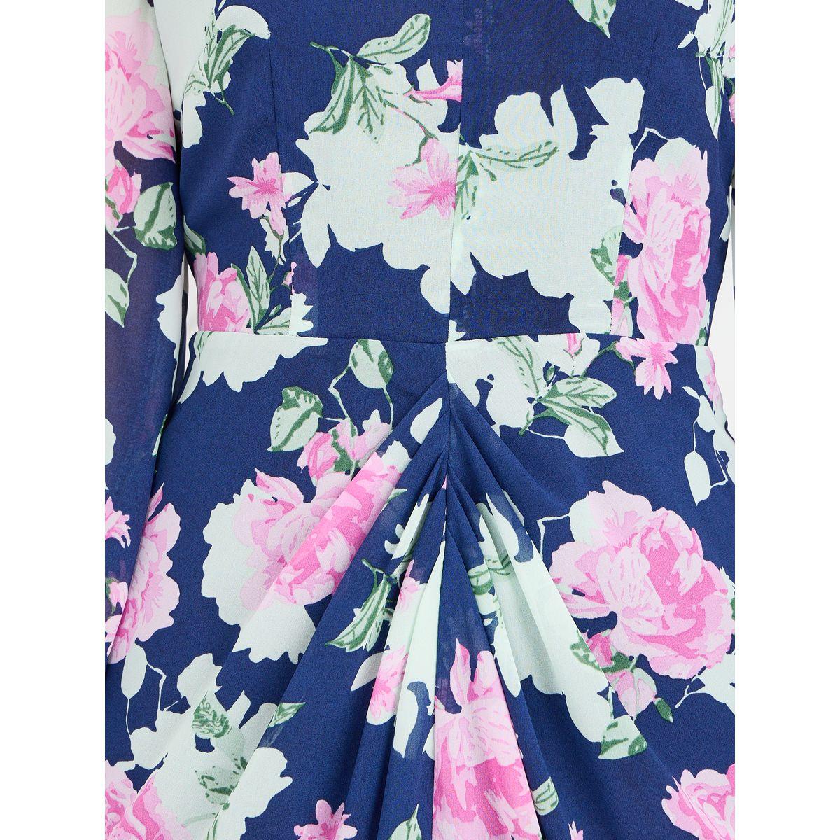 Styli Gathered Detail Floral Print Collared Midi Dress-women-clothing-dresses-image-3