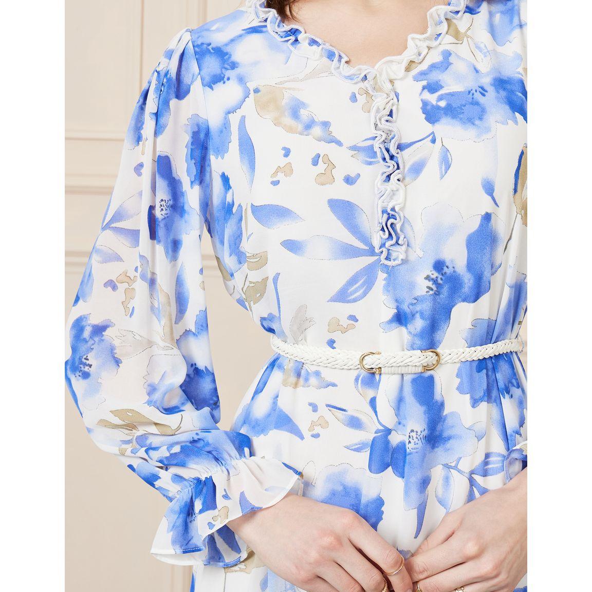 Styli Floral Print Ruffle Detail Belted A-Line Midi Dress-women-clothing-dresses-image-3