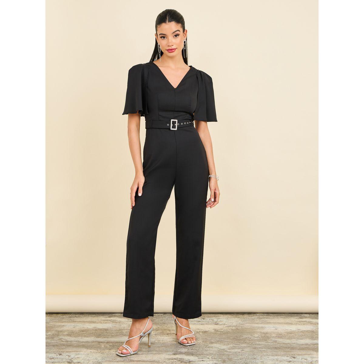 Styli Embellished Buckle Belted Wide Leg Tailored Jumpsuit-women-clothing-jumpsuits-image-1