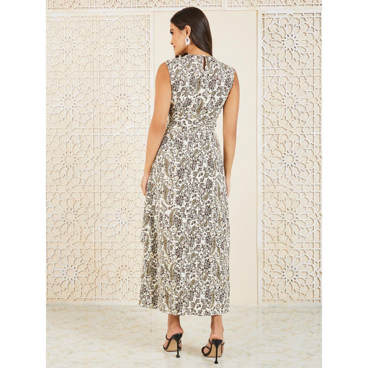 Styli Paisley Print Self Tie Up Shift Maxi Dress and Kimono Set-women-clothing-coordsets-image-7