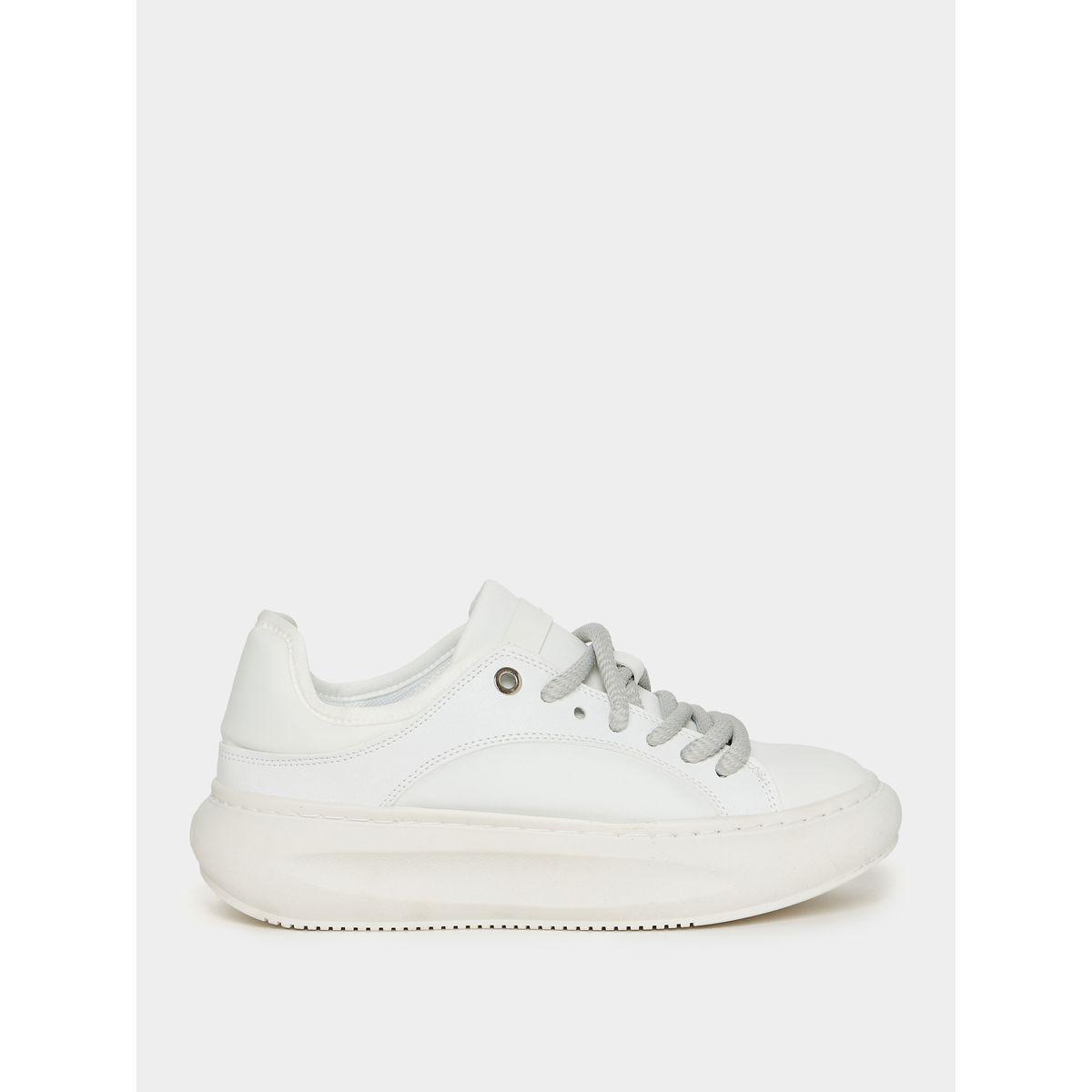 Styli Solid Chunky Sole Textured Lace Up Sneakers-men-shoes-sneakers-image-1