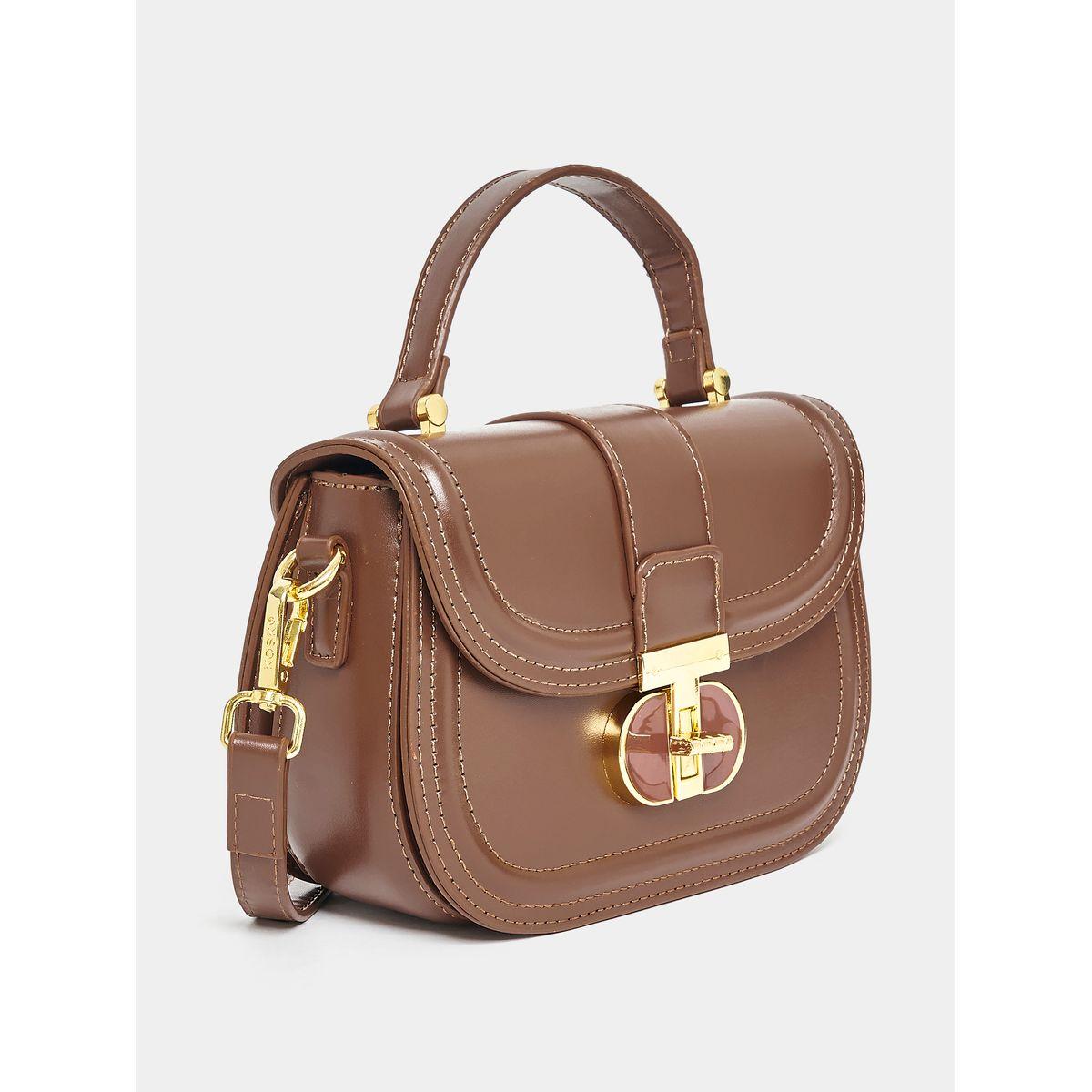 Styli Metal Flap Accent Handbag with Strap-women-bagsandwallets-handbags-image-1