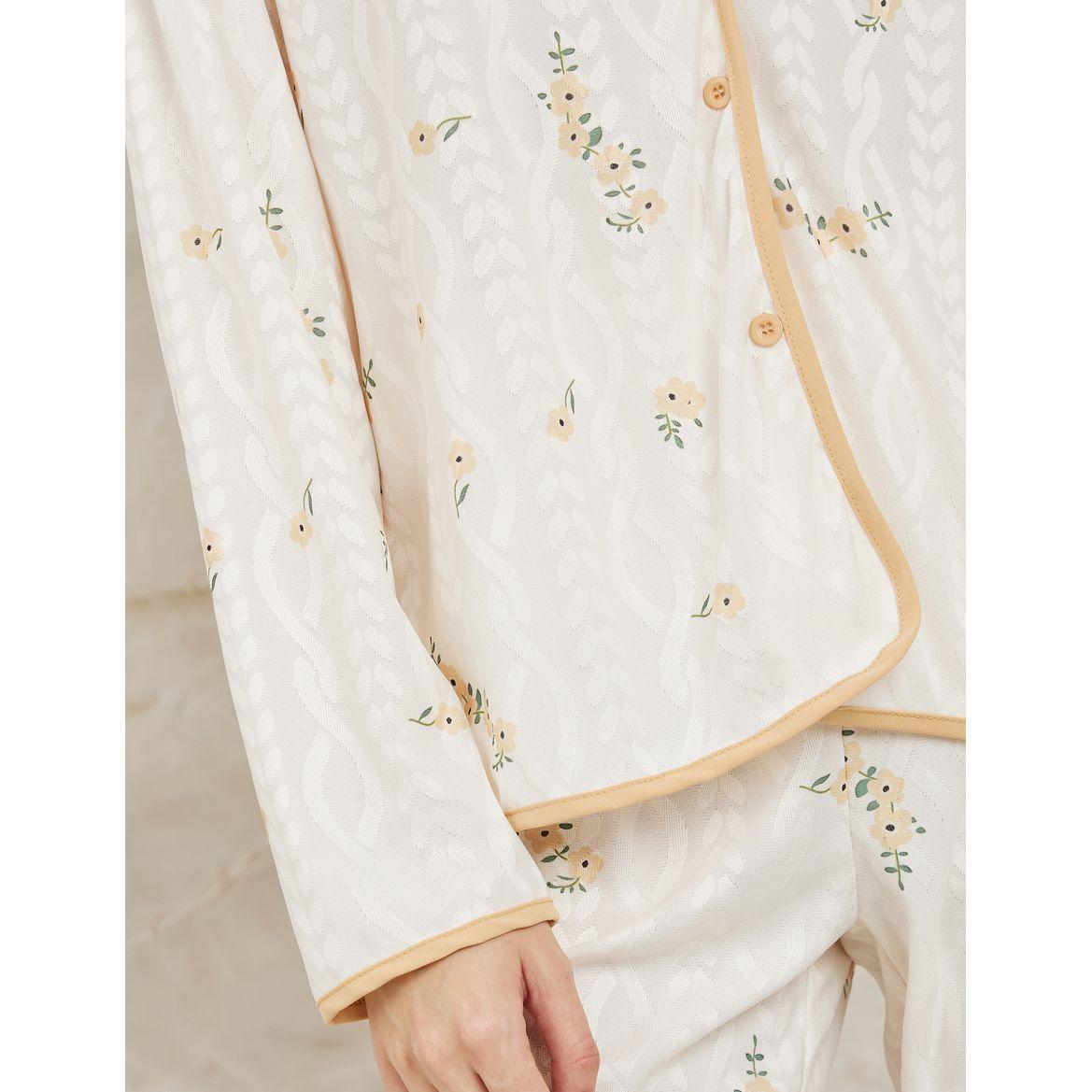 Styli Unwind Jacquard Floral Print Shirt & Pyjama Set-women-clothing-nightwear-pyjamas-longsets-image-4