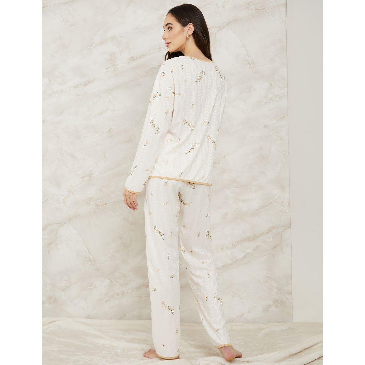 Styli Unwind Jacquard Floral Print Shirt & Pyjama Set-women-clothing-nightwear-pyjamas-longsets-image-6