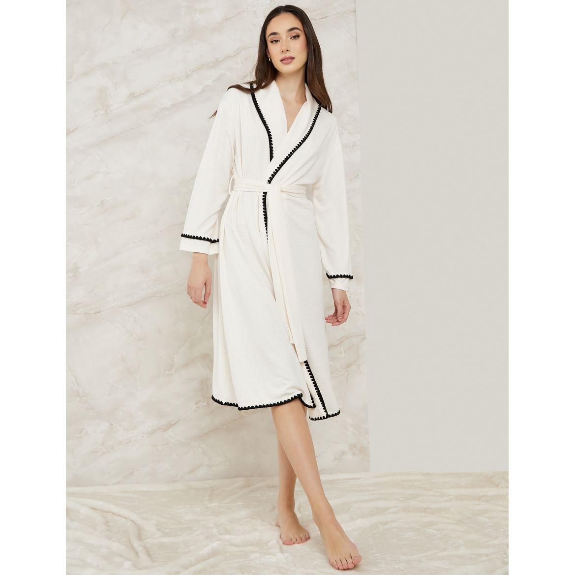 روب محبوك بنمط وافل-women-clothing-nightwear-robes-image-1