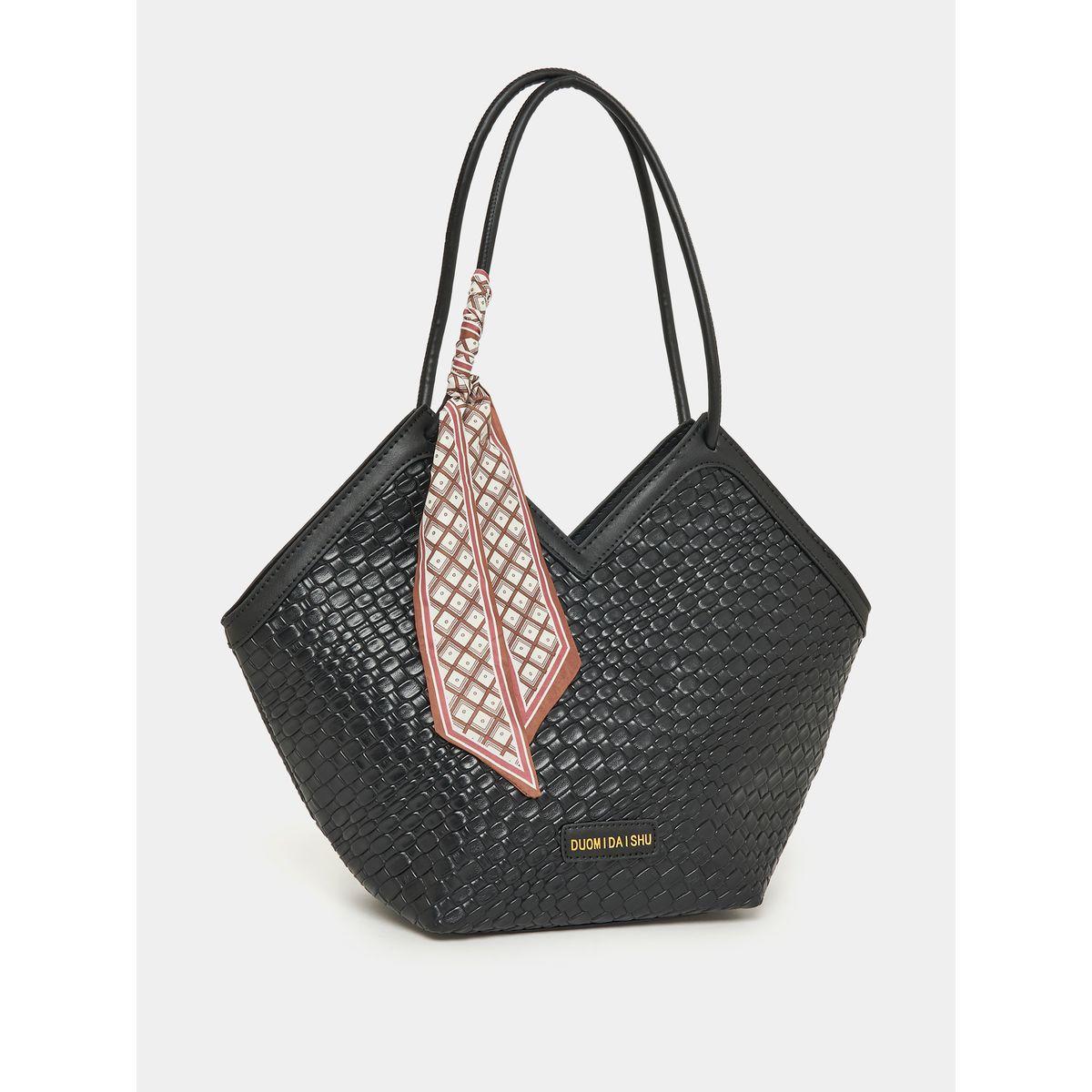 Styli Textured Bag with Scarf Detail-women-bagsandwallets-handbags-image-1