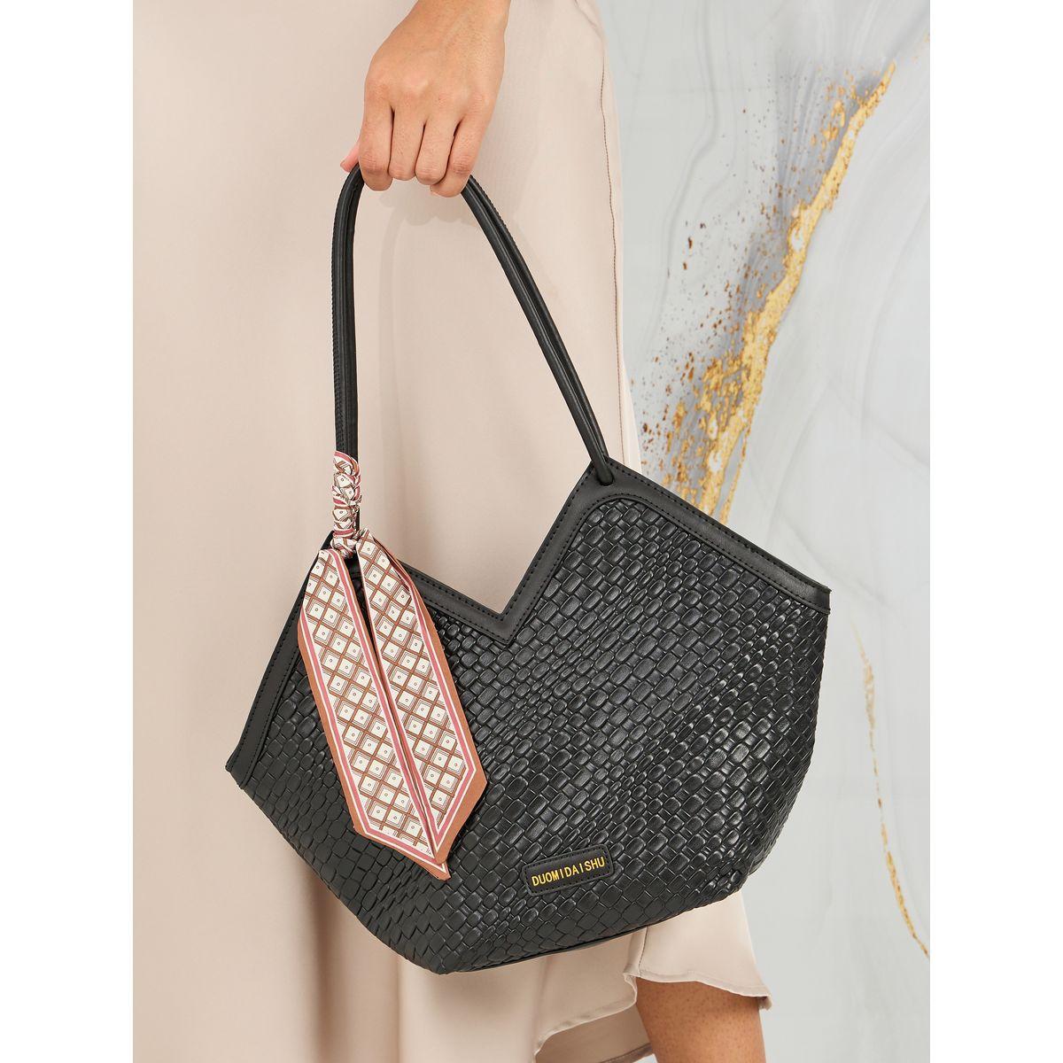 Styli Textured Bag with Scarf Detail-women-bagsandwallets-handbags-image-4