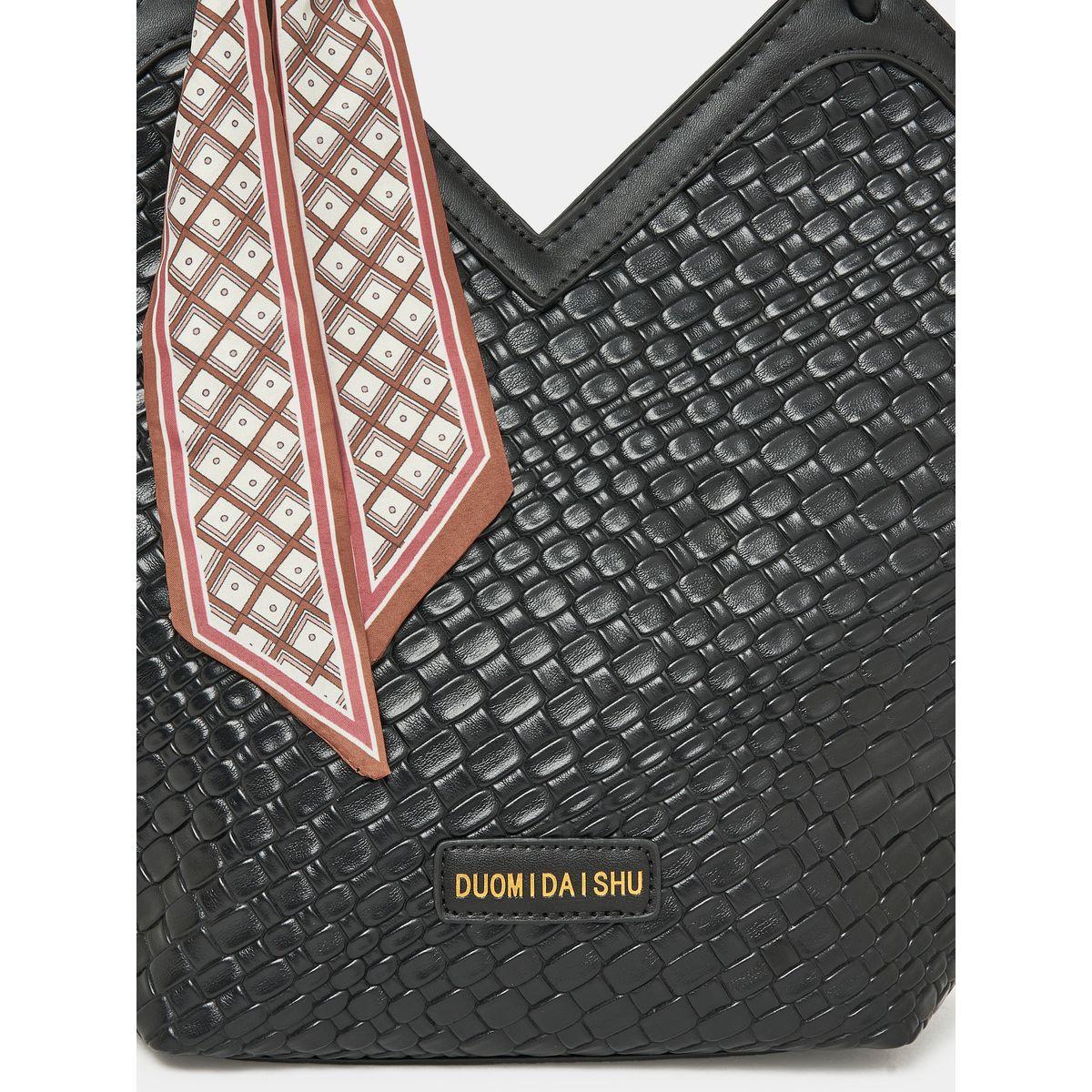 Styli Textured Bag with Scarf Detail-women-bagsandwallets-handbags-image-5