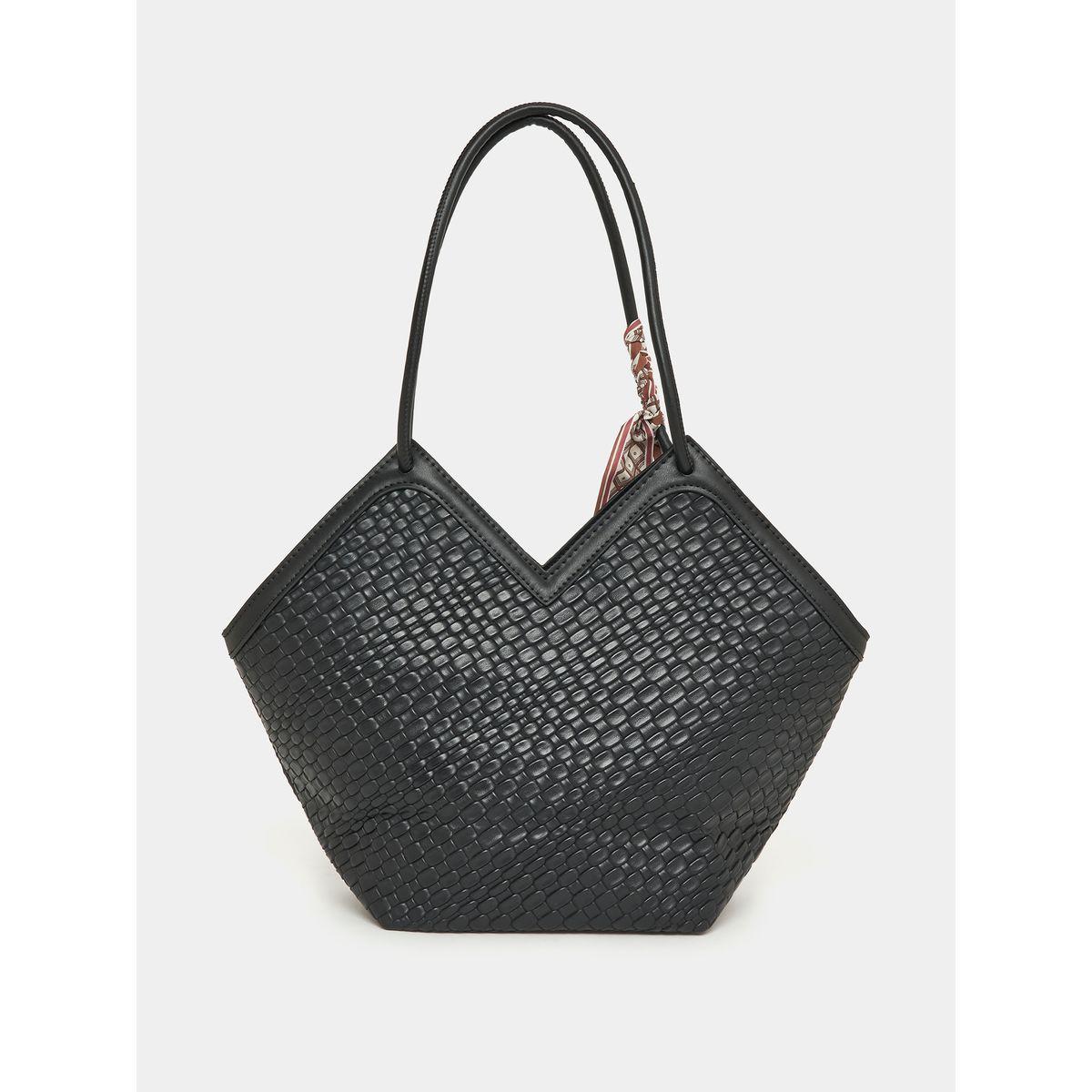 Styli Textured Bag with Scarf Detail-women-bagsandwallets-handbags-image-6