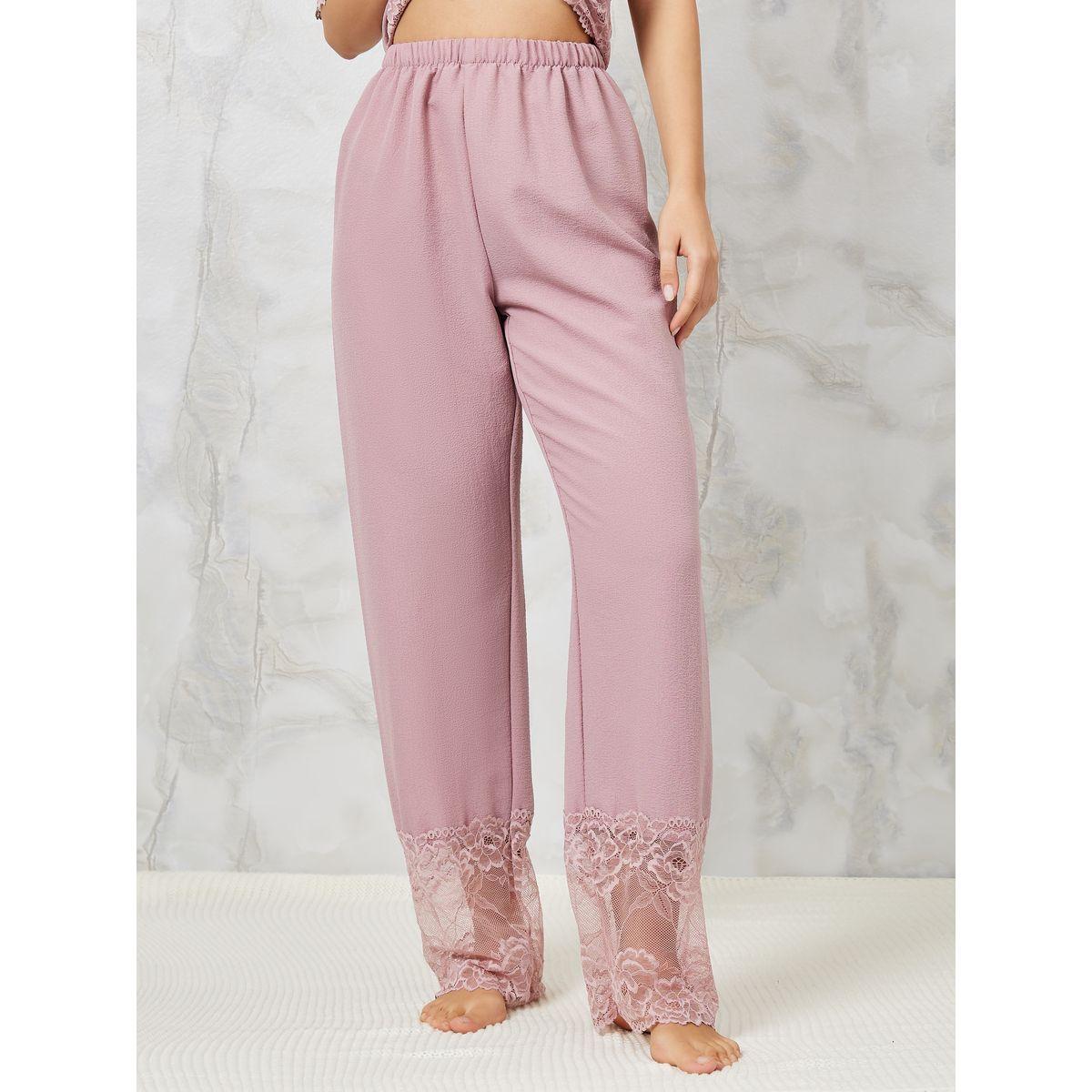 Styli Unwind Lace Trim Textured Shirt & Pyjama Set-women-clothing-nightwear-pyjamas-longsets-image-4