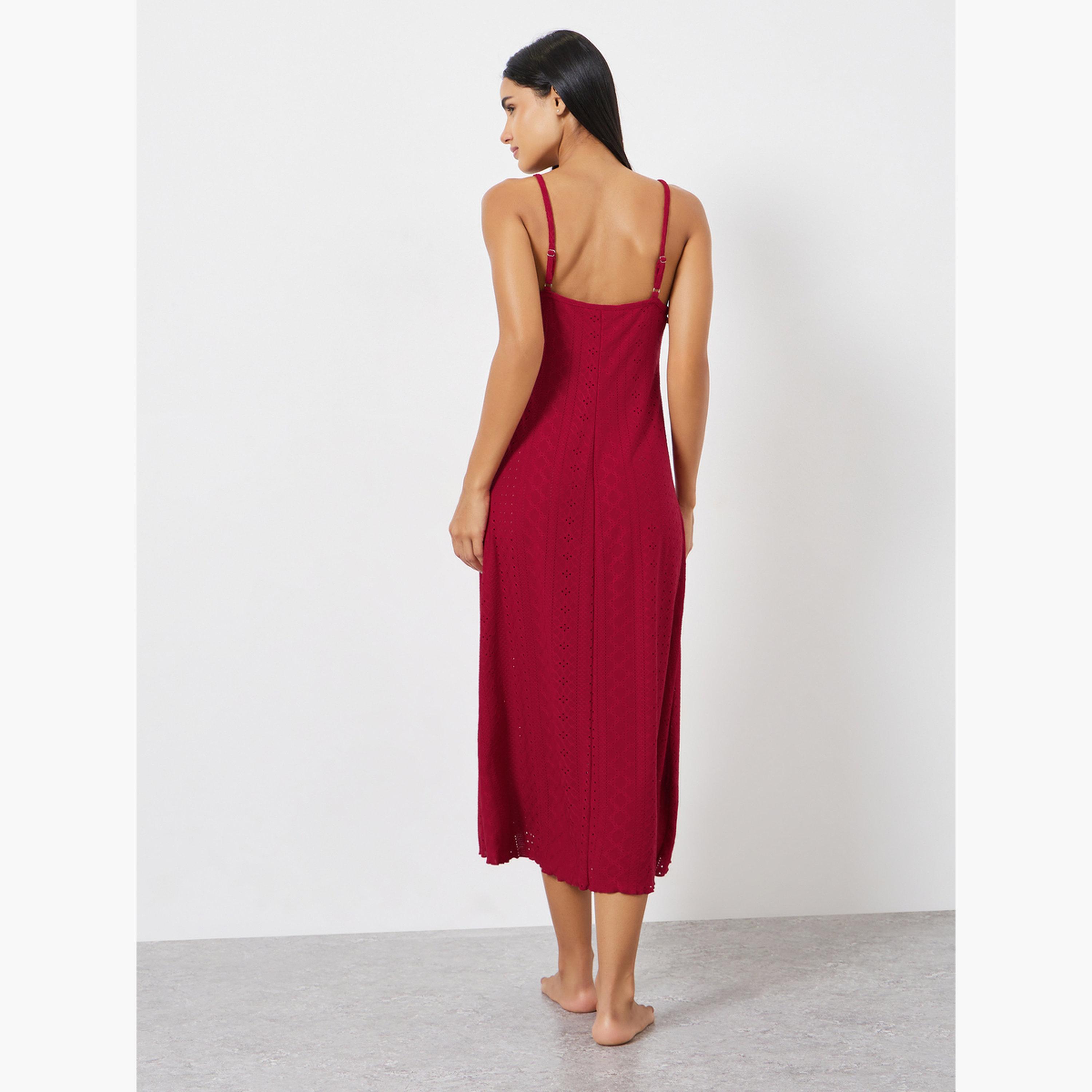 طقم فستان سليب وروب بتفاصيل دانتيل وكشكشة-women-clothing-nightwear-robes-image-3