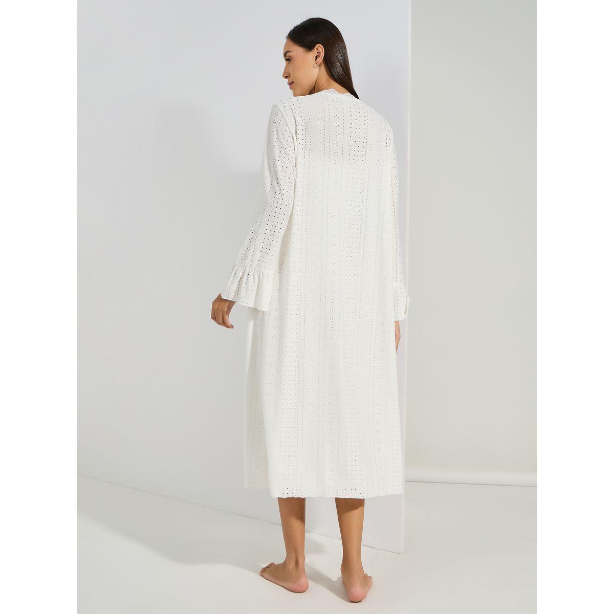 مجموعة من روب مع قميص نوم بتفاصيل دانتيل وكشكش-women-clothing-nightwear-robes-image-4