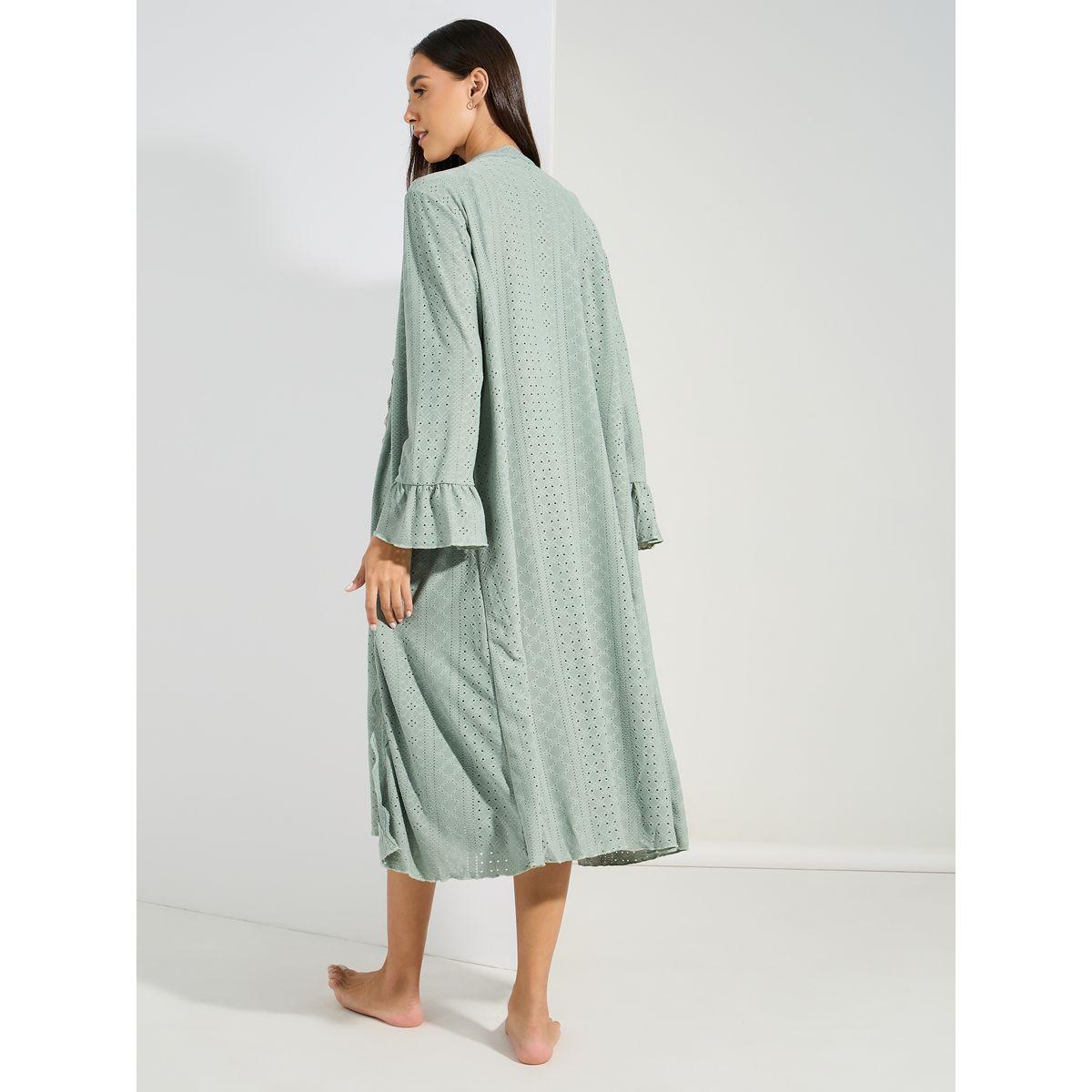 مجموعة من روب مع قميص نوم بتفاصيل دانتيل وكشكش-women-clothing-nightwear-robes-image-4