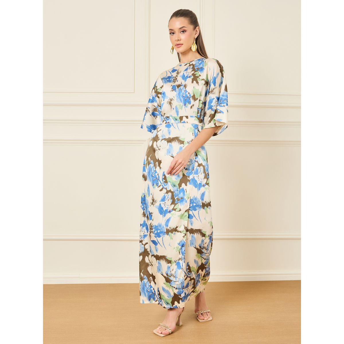 Styli Abstract Print Batwing Sleeves Shift Maxi Dress-women-clothing-dresses-image-2