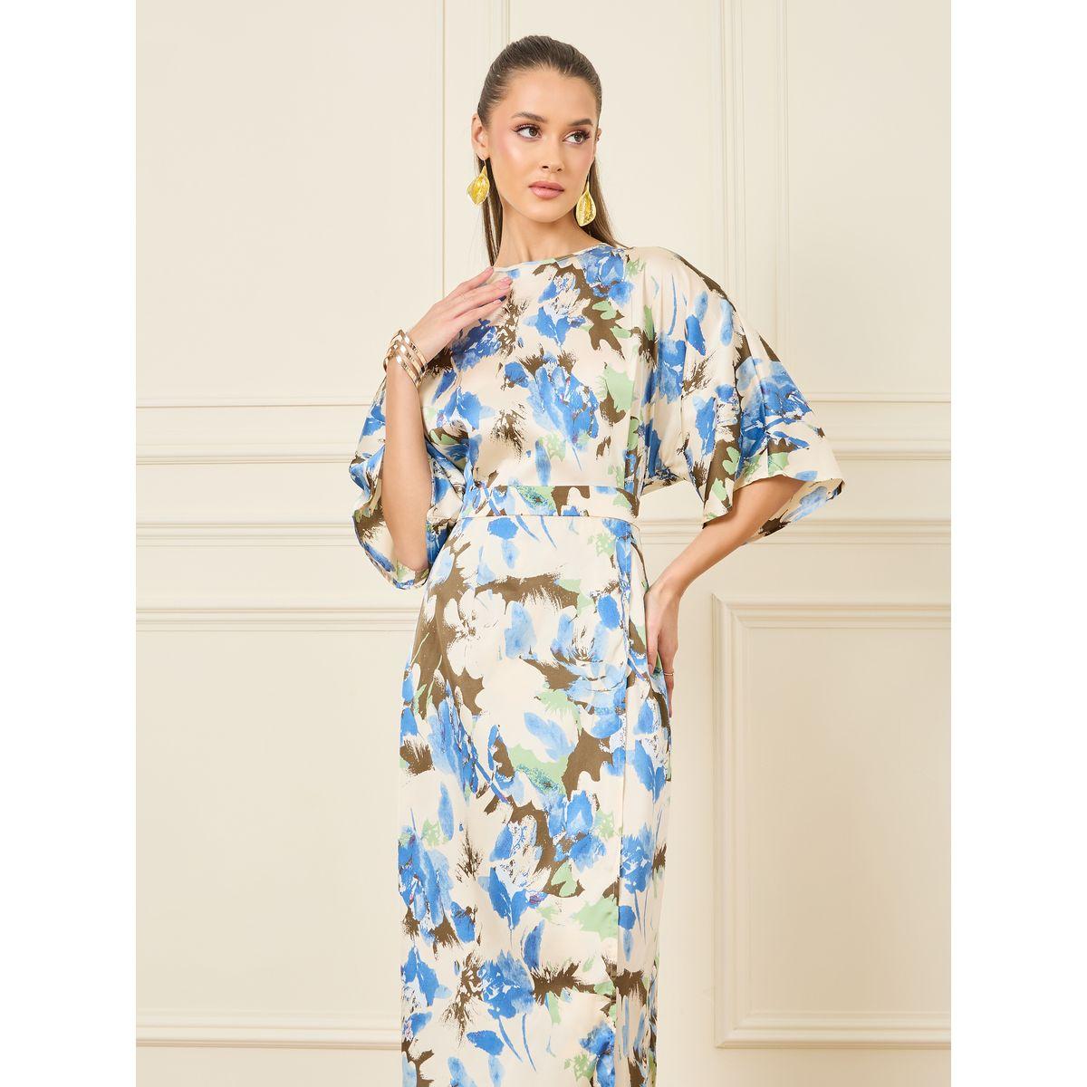 Styli Abstract Print Batwing Sleeves Shift Maxi Dress-women-clothing-dresses-image-3