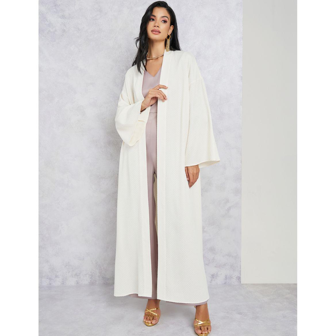 Styli Textured Maxi Kimono with Long Sleeves-women-clothing-shirtsandblouses-shirts-image-1