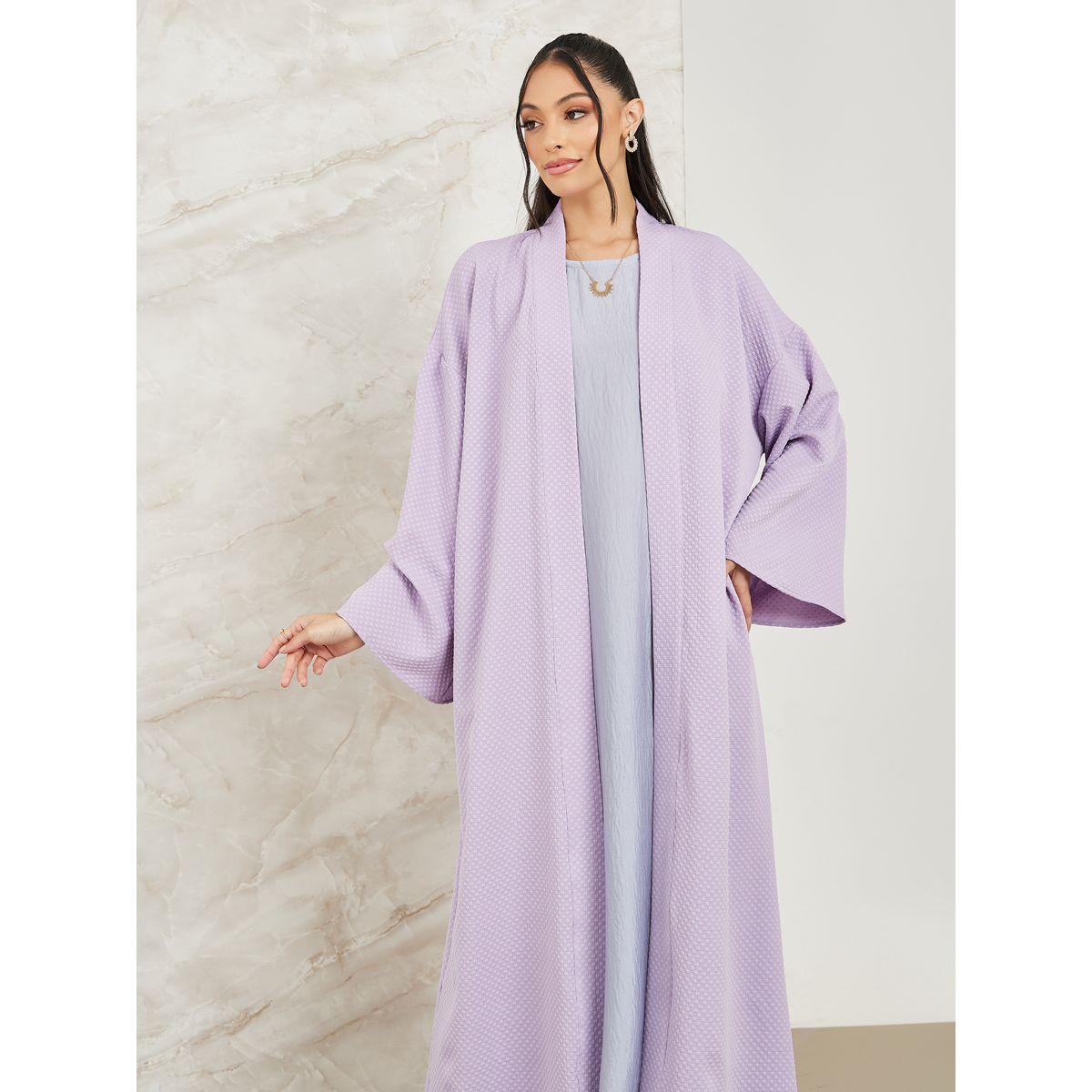 Styli Textured Maxi Kimono with Long Sleeves-women-clothing-shirtsandblouses-shirts-image-2