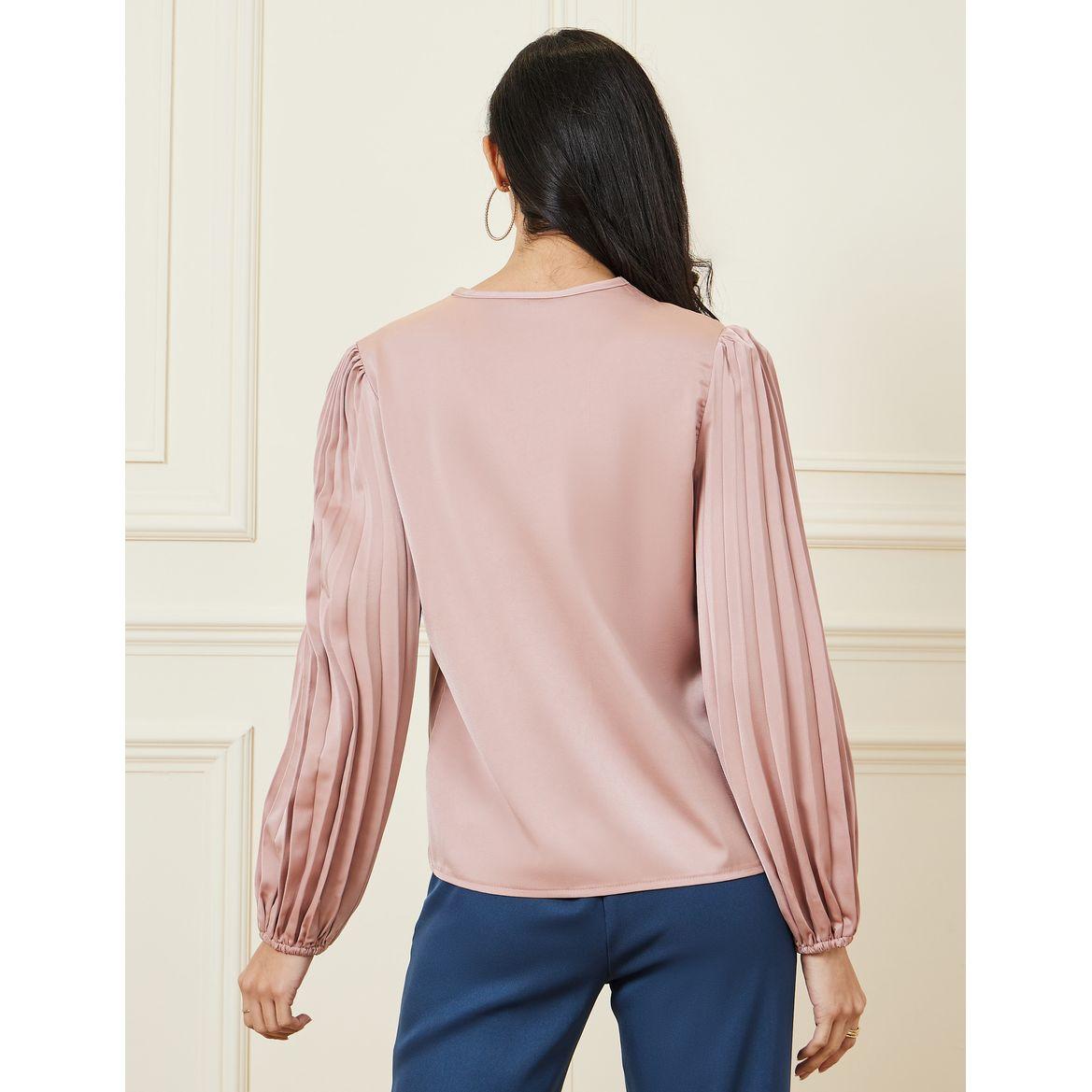 Styli Embroidered Neckline Pleated Sleeve Blouse-women-clothing-shirtsandblouses-blouses-image-5