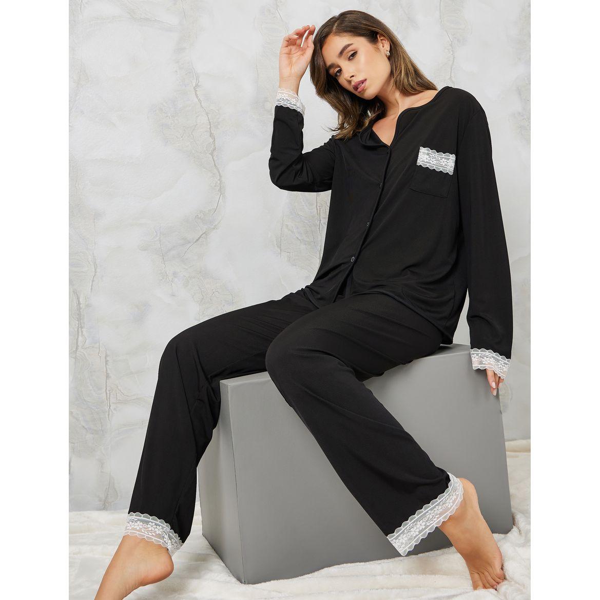 طقم بيجاما من ( بلوزة + بنطال )-women-clothing-nightwear-pyjamas-longsets-image-1