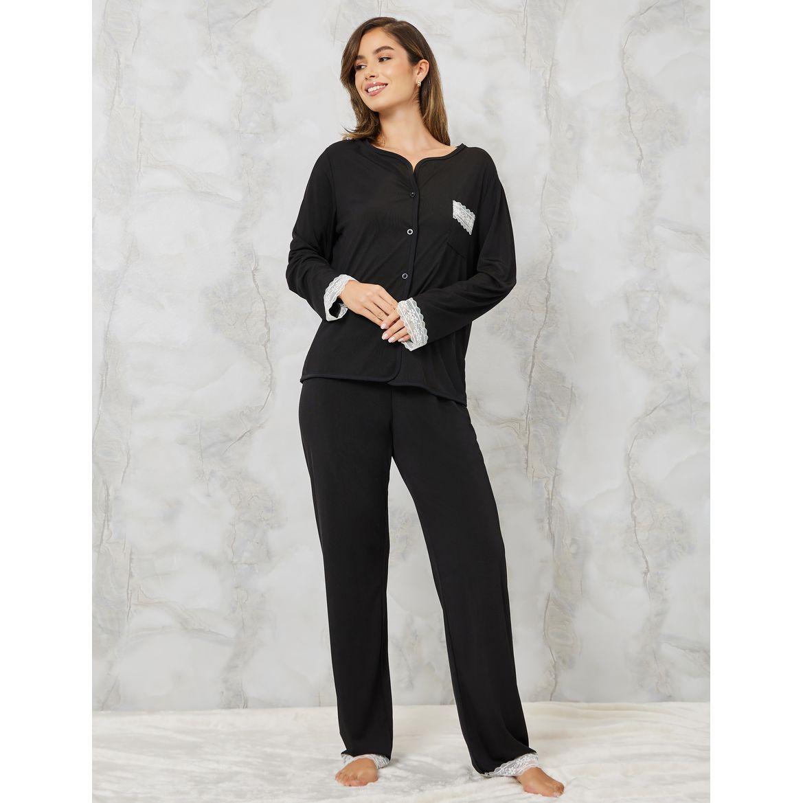 طقم بيجاما من ( بلوزة + بنطال )-women-clothing-nightwear-pyjamas-longsets-image-2