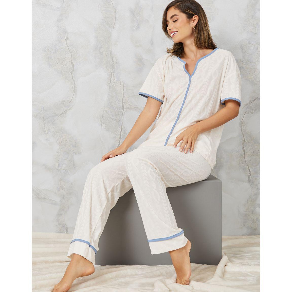 طقم بيجاما من ( بلوزة + بنطال )-women-clothing-nightwear-pyjamas-longsets-image-1