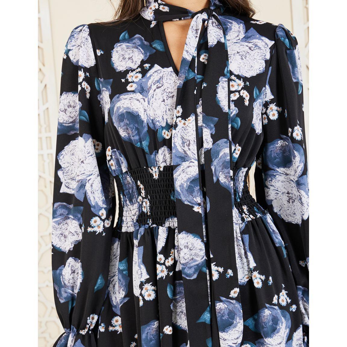 فستان طويل بكسرات وطبعة زهور-women-clothing-dresses-image-3