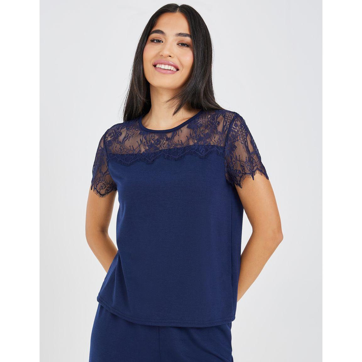 Styli Unwind Eyelash Lace Trim T-Shirt & Pyjama Set-women-clothing-nightwear-pyjamas-longsets-image-3