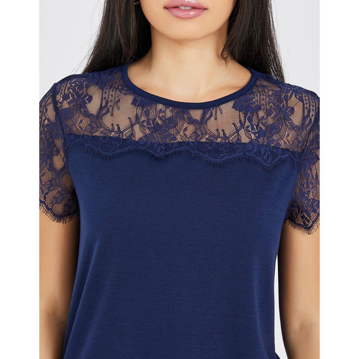 Styli Unwind Eyelash Lace Trim T-Shirt & Pyjama Set-women-clothing-nightwear-pyjamas-longsets-image-4