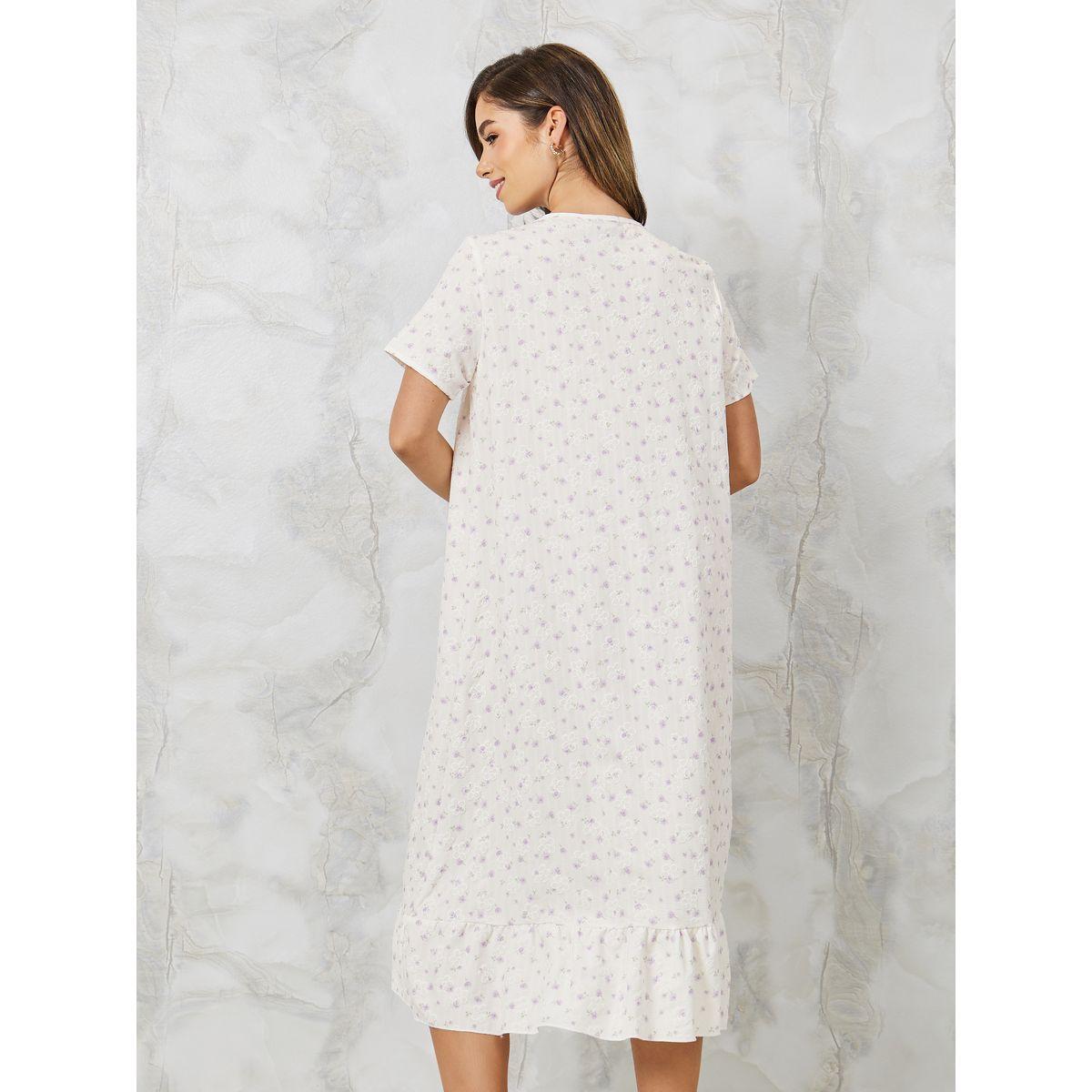 Styli Unwind Floral Jacquard Broderie Ruffle Hem Nightdress-women-clothing-nightwear-nighties-image-4