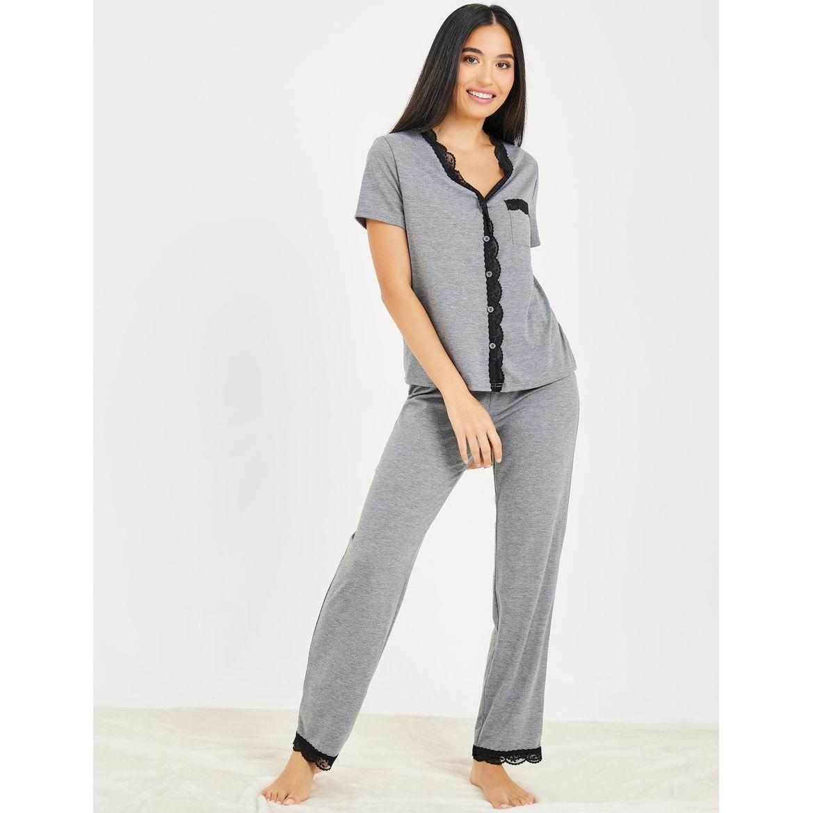 Styli Unwind Scallop Lace Trim Shirt & Pyjama Set-women-clothing-nightwear-pyjamas-longsets-image-1