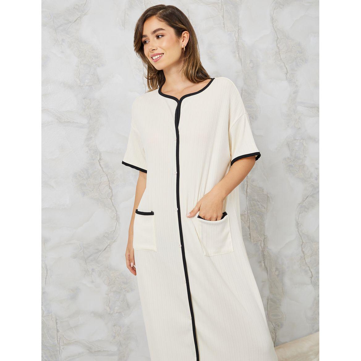قميص نوم مضلع بأزرار غلق-women-clothing-nightwear-nighties-image-2