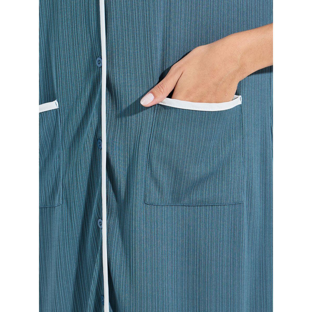 قميص نوم مضلع بحواف مُتباينة مع ازرار غلق-women-clothing-nightwear-nighties-image-3