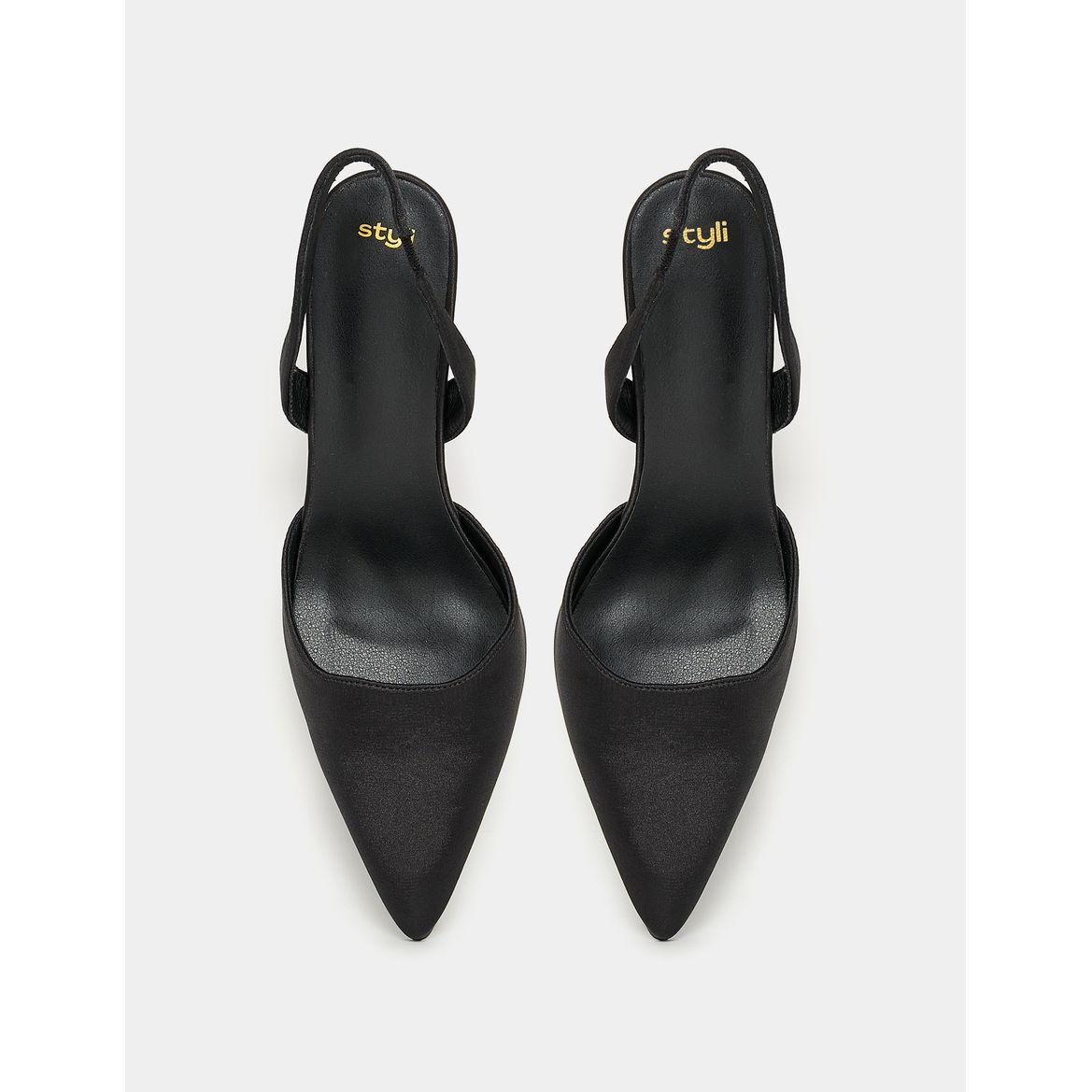 Styli Satin Slingback Heeled Pumps-women-shoes-heels-image-6