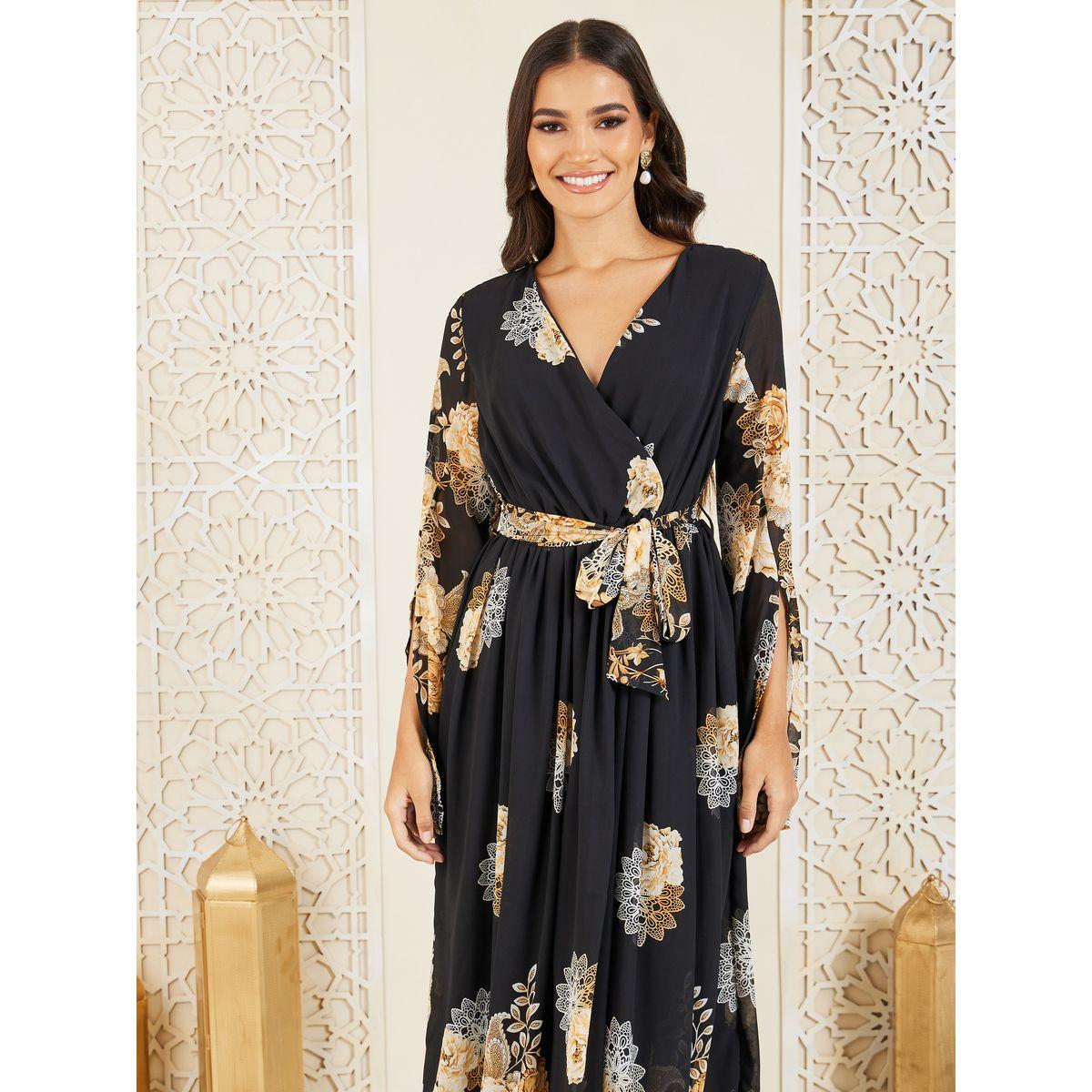 Styli Floral Print Self Tie Up A-Line Wrap Maxi Dress-women-clothing-dresses-image-2