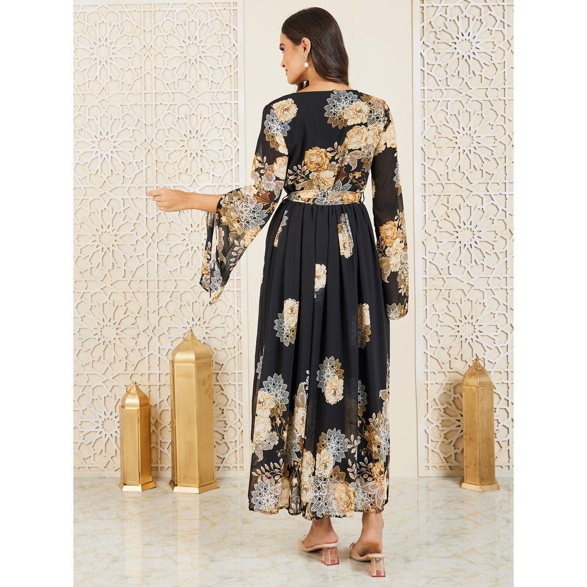 Styli Floral Print Self Tie Up A-Line Wrap Maxi Dress-women-clothing-dresses-image-4